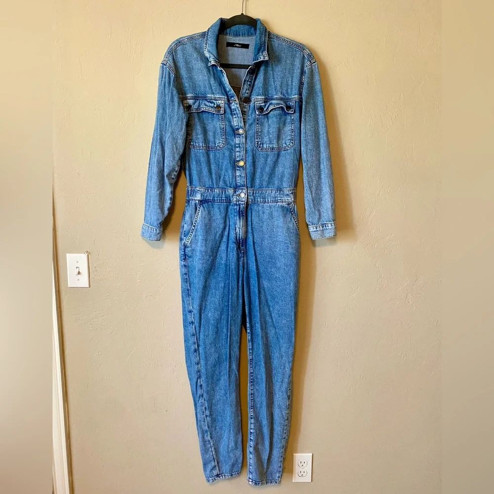 Mavi Eva Denim Jumpsuit Light Indigo Blue S - Picture 5 of 11